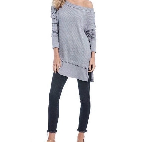 Free People Sweaters - {preloved} Free People North Shore Thermal Tunic Shirt Storm Grey